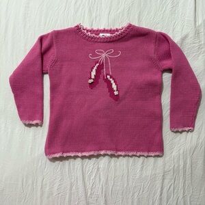 Kids Pink Knit Ballet Slippers Ballerina Sweater - 100% Cotton